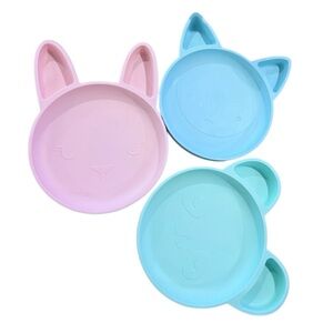 Cute Animal Silicone Plates Set fox panda bunny